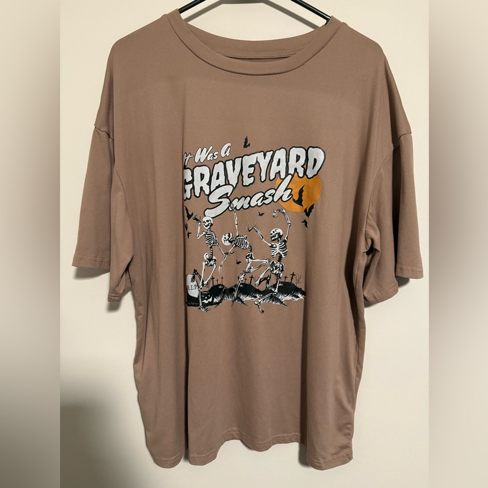 Dusty Rose Color-Oversized Graphic T-Shirt